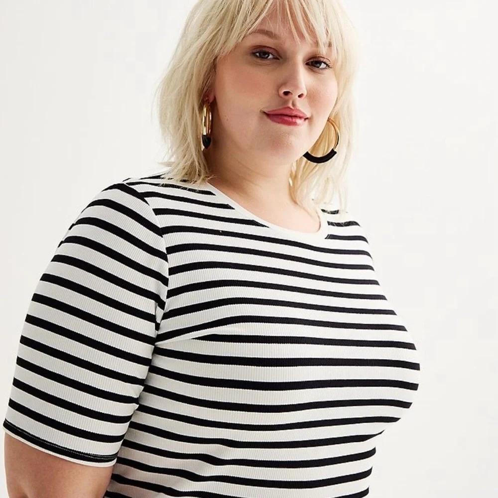 Nine West plus-size ribbed elbow sleeve top - Picture 4 of 4